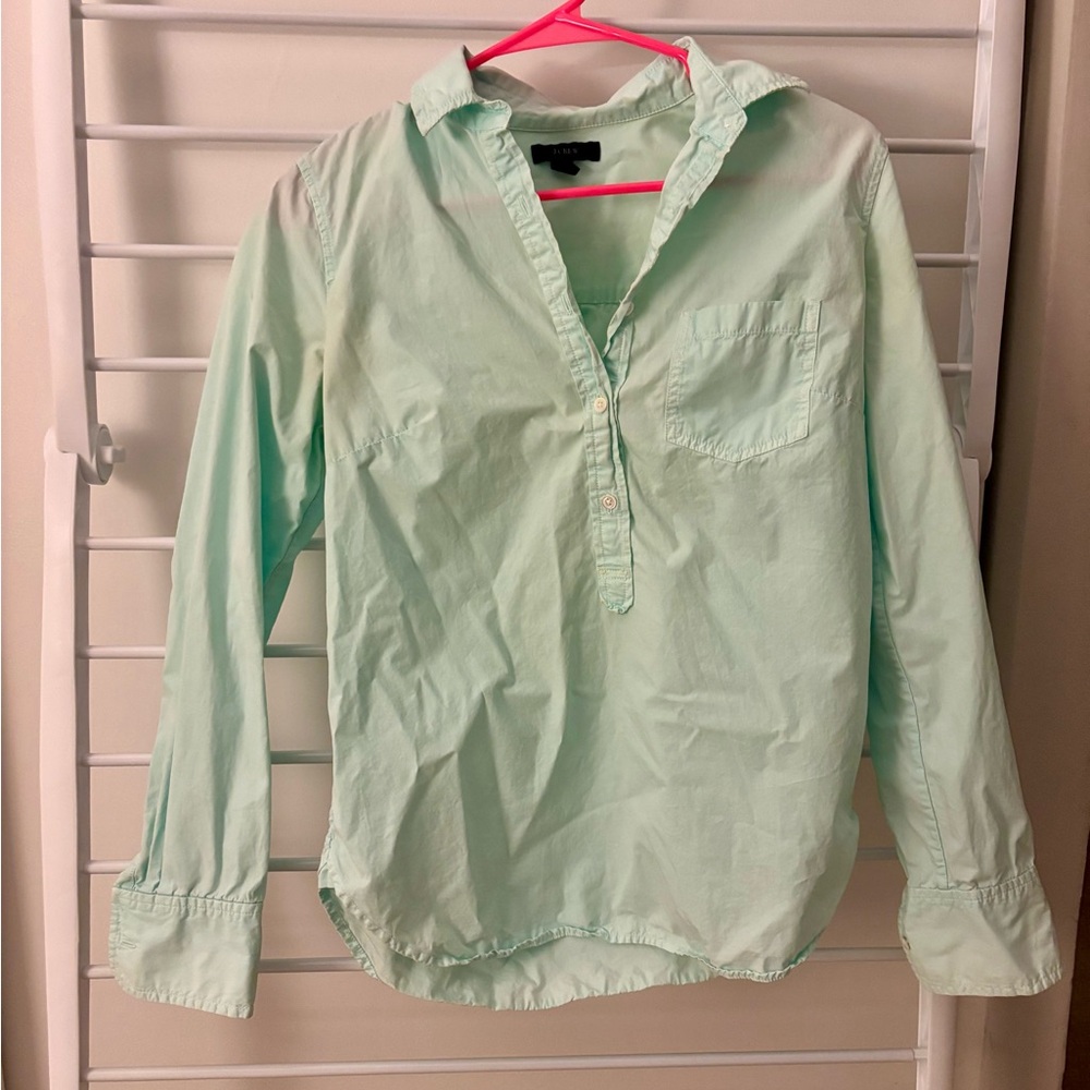 J.Crew Mint Green Long Sleeve Cotton Shirt
